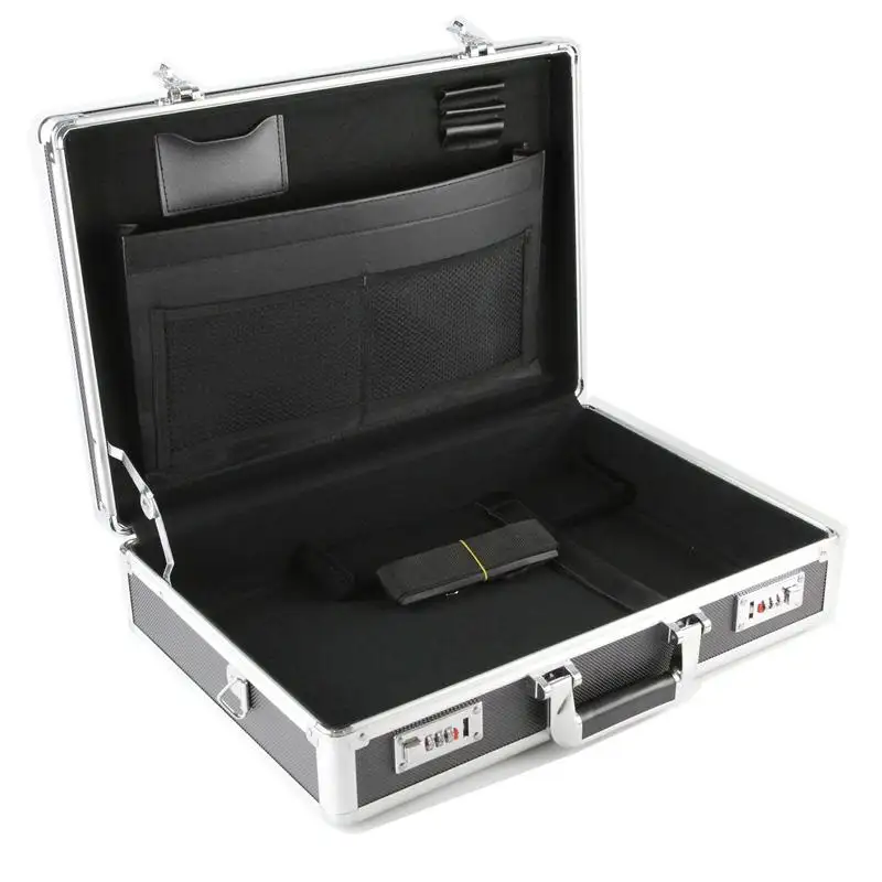 Алюминиевый жесткий кейс портфель с пенным наполнителем, держатель для хранения инструментов, замок, атташе для переноски