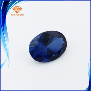Pierre de corindon <span class=keywords><strong>saphir</strong></span> bleu synthétique taille ovale - Product Image 4