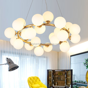 Simig lighting oro contemporaneo sfera di vetro sala da pranzo lustro moderno rotondo <span class=keywords><strong>nuvola</strong></span> luce led G4 lampadina <span class=keywords><strong>lampadario</strong></span> - Product Image 2