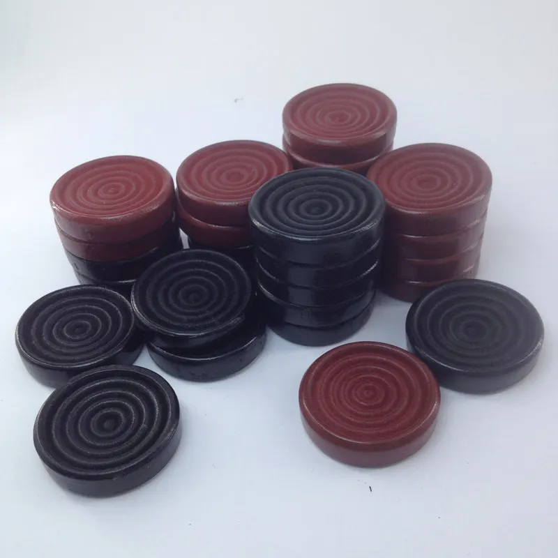 लाल और काले लकड़ी चेकर सेट 35mm लकड़ी प्रतिस्थापन चेकर्स चित्रित लकड़ी backgammons 30 pcs/set