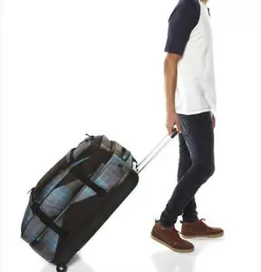 Accept full open polyester trendy design luggage with wheels trolley travel duffle bag