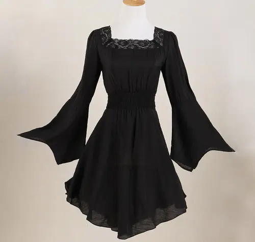 long sleeves transparent blouse lace trim wholesale drop shipping women tunic black party tops