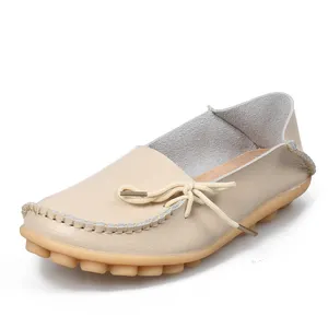 Klassische flache Schuhe Casual Loafer Slip auf Leder Slipper Flats Mokassin Schuh für Damen