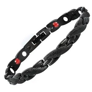 Hottime Fashion 4 in 1 Hot Edelstahl Ion Energy Silikon Armband für Frauen