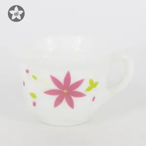 Hot new opalware coffee set/wholesale opal glass cup saucer/flower decal opal cup and saucers