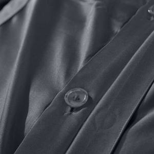 THXSILK 3 teilig Seide Bettwäsche 200 x 200 cm mit 2 Kissenbezüge 80 x 80 cm / 100% Maulbeerseide 19 Momme / Dunkelgrau - Product Image 2