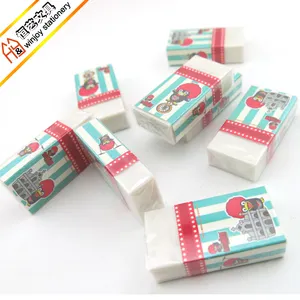 Eco-friendly TPR material weiß radiergummi für kid volle logo druck durch papier wrapper verrückte radiergummis individuell bedruckte