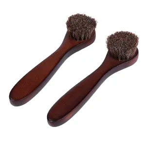 High quality hot selling wooden horse hair shoe clean brush OEM logo and package shoe brush