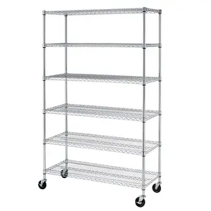 Wire Shelving 18 X 48 X 72 Inch 6 Tier Cheap Promotion Garage Wire Storage Shelf Units Adjustable Metal Chrome Wire Shelving