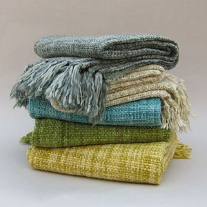 Couverture épaisse à franges en acrylique teint dans le sol, couverture acrylique 100% tissée - Product Image 3