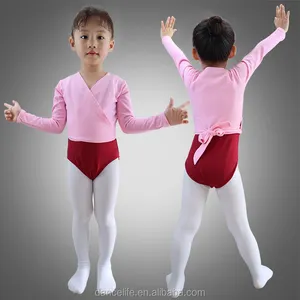 Kids Ballet Dance Training Child Long Sleeve Wrap Crossover Top kids dance tops for sale dance crossover