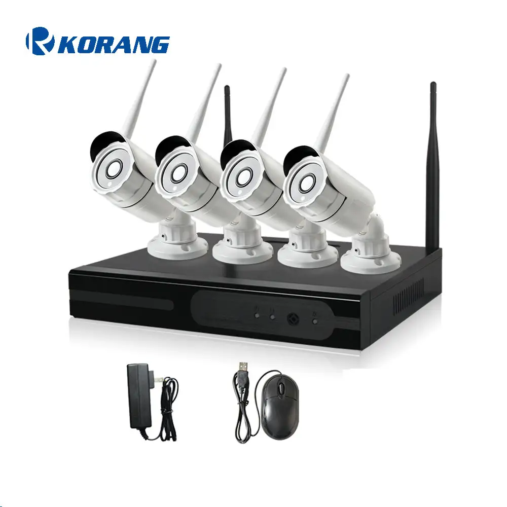 4 채널 960 마력 와이파이 감시 NVR 키트 1.3 메가 픽셀 CCTV Onvif 야외 무선 보안 카메라 시스템