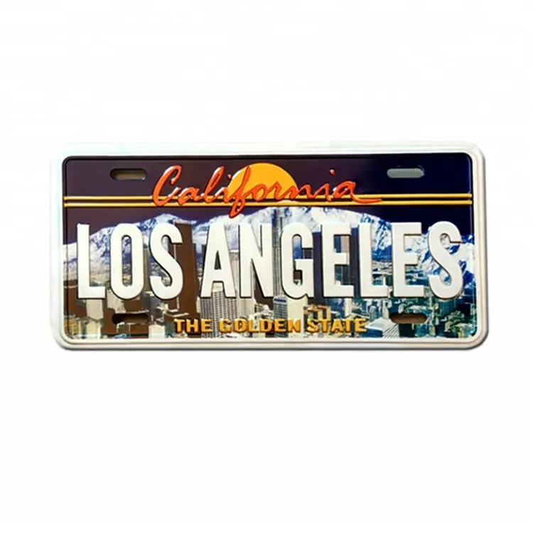 Operazione diretta di fabbrica Los Angeles California Mini segno in metallo in rilievo segno di stagno segno in alluminio targa tag