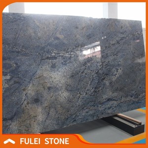 Bookmatched exótico granito azul Bahía wallstone diseño mural - Product Image 5