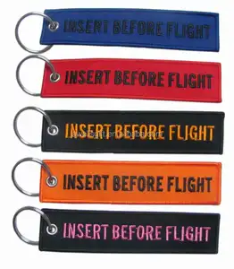 พวงกุญแจปักลาย "Insert Before Flight" ทนทาน ของขวัญธีมการบินสำหรับนักบินและผู้รักการเดินทาง - Product Image 1
