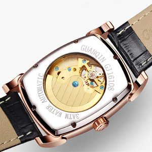 GUANQIN GJ16108 Orologio da Uomo con <span class=keywords><strong>Quadrante</strong></span> <span class=keywords><strong>Quadrato</strong></span> Traforato, Movimento Meccanico Automatico, Cinturino in Pelle, Fasi Lunari, Orologio Formale - Product Image 6