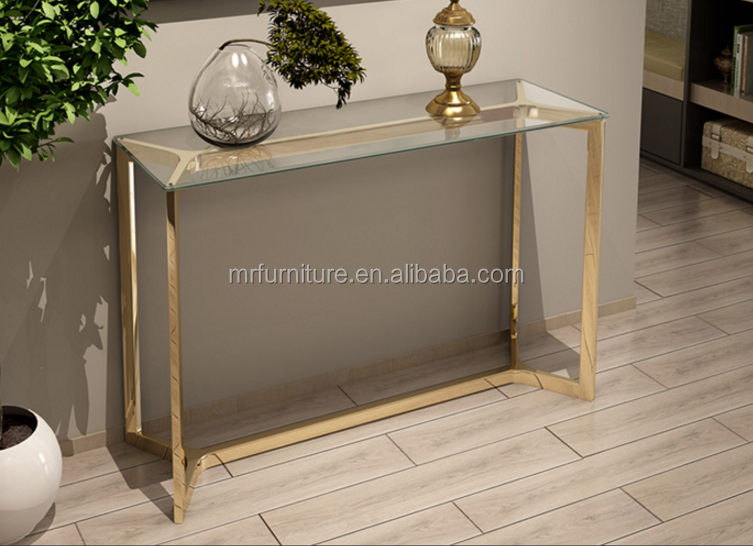 Tble console en liton et cygnes Plteu en verre Demilune En vente