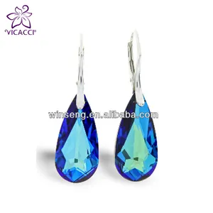 Alibaba Express Wholesale 925 Fashionable Jewelry Light Teardrop Earrings with Crystals