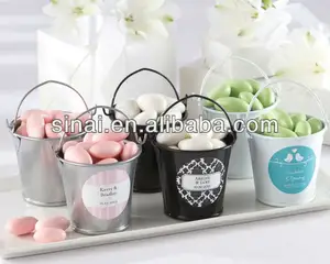 wedding favor of "Filled with Joy" Personalized Tin Pail (White, Black or Silver)