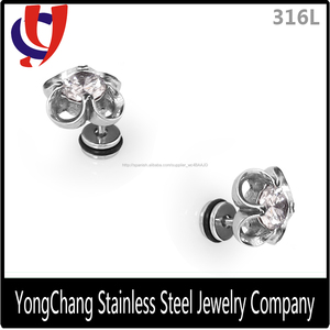 Plata de ley 925 medicado acero flor pendiente del perno prisionero piercing del oído con piedras preciosas - Product Image 4