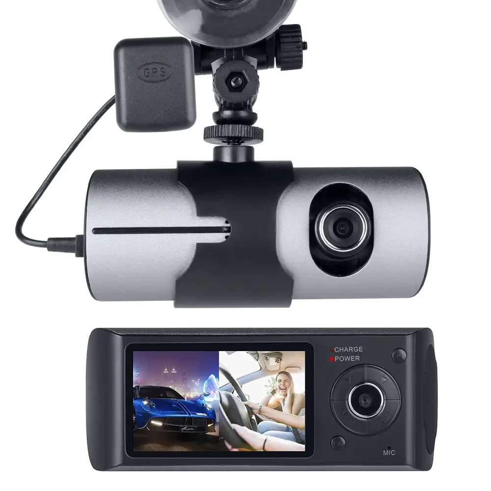 R300 Dash Cam 2.7" Dual Lens X3000 DVR Car Camera with GPS / Car Black Box Driving Recorder