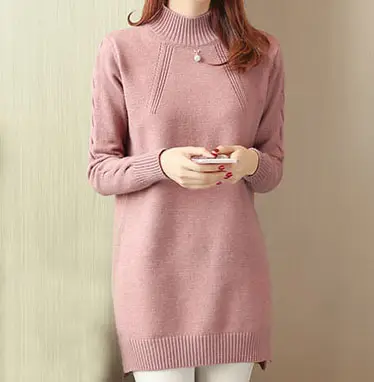 PK18ST073 Elegant long sleeve crew neck woman dress cashmere sweater