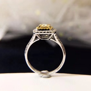Custom 18k White Gold <strong>Wedding</strong> <strong>Ring</strong> <strong>Cushion</strong> Cut Yellow Moissanite <strong>Ring</strong> - Product Image 5