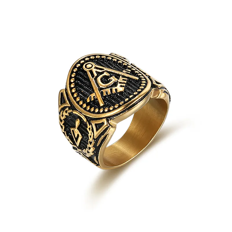 Mashonic Ring 316L Rvs Vintage Vrijmetselaar Wedding Band Rock Vinger Ring voor Man Vrouwen Liefhebbers Sieraden