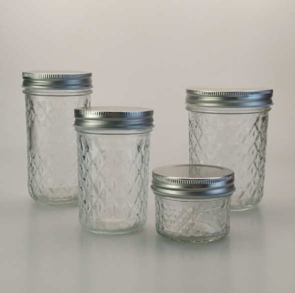 480ml tall wholesale wide mouth sealed clear glass mason jar with screw top metal lid