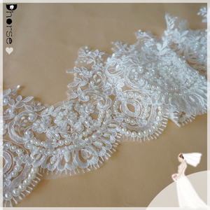 Tepi Renda/Bunga Putih Potongan Renda Pengantin/Designs-DHBL1723 Bordir Manik-manik Tangan Terbaru