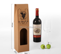 Sac cadeau personnalisé en papier kraft marron pour le vin Sacs fourre-tout en papier kraft uni Sac d'emballage cadeau avec fleur et fenêtre transparente