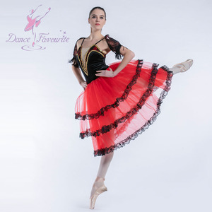 Vestido Español Rojo de Alta Calidad para Niñas y Mujeres, Tutú Largo de Ballet, Disfraz de Bailarina - Product Image 4
