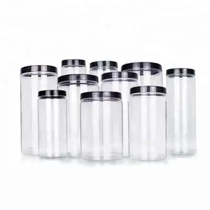 transparent dry food fruit PET plastic jar with Aluminum Lid or Plastic Lid