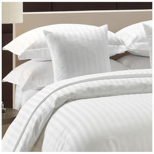 TC50/50 Poly Cotton Satin <strong>Stripe</strong> Hotel <strong>White</strong> Bed <strong>Sheet</strong> and Fitted <strong>Sheet</strong> Set