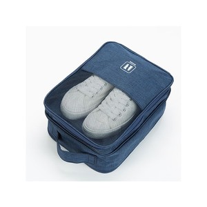 Borsa per scarpe sportive in poliestere nero e blu stampata su misura accessori da viaggio durevoli - Product Image 4