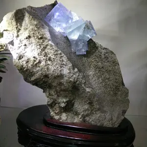 Quente! Espécie de cristal de pedra de fluorite azul grande natural