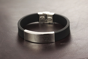 <span class=keywords><strong>Bracelet</strong></span> croix pour hommes et femmes, en Silicone gravé, en acier inoxydable, fin et personnalisé, fournitures chinoises, - Product Image 6