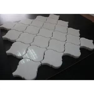 Backsplash de cozinha 3d parede árabesque branco mármore lanterna mosaico piso parede telhas