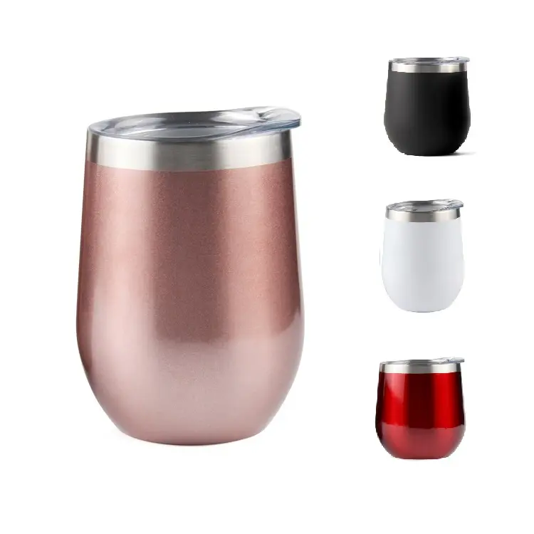 Double Wall Vacuum Insulated Travel Tumbler Cup for Coffee Wine Cocktails Rose Gold Wine Tumbler