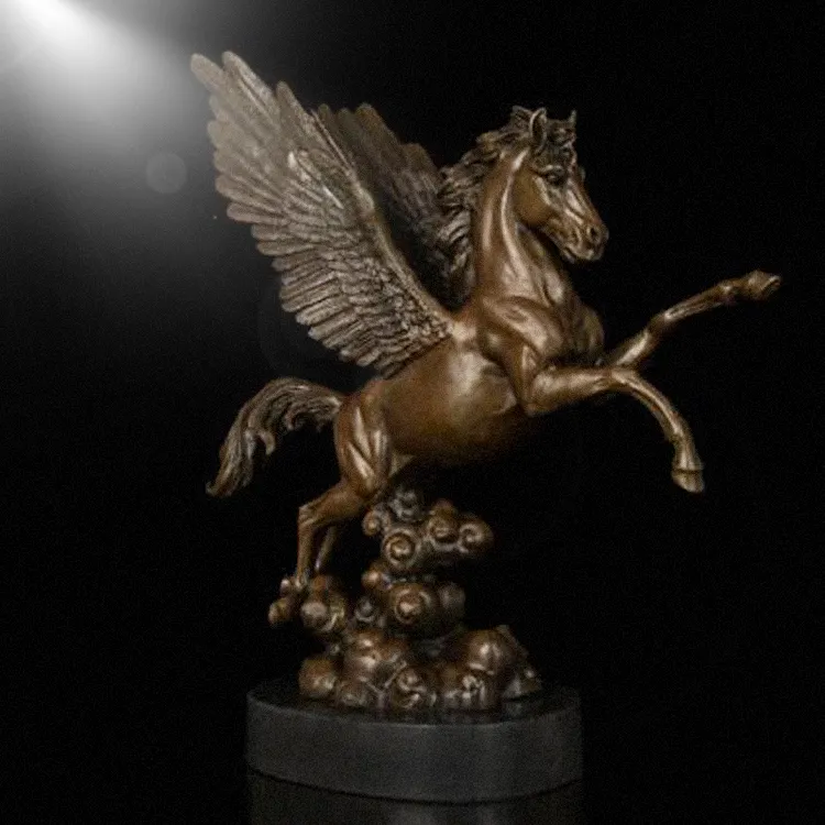 Качественная небольшая бронзовая Крылатая Конская скульптура для украшения стола