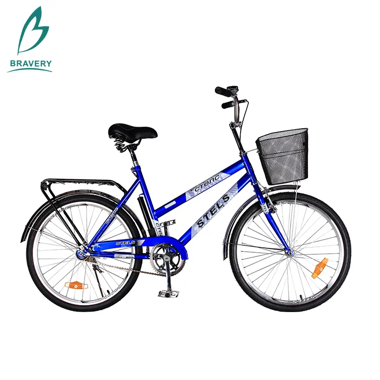 City Bike man 26" road bicycles with basket and light women city bicycle cummter frame bike