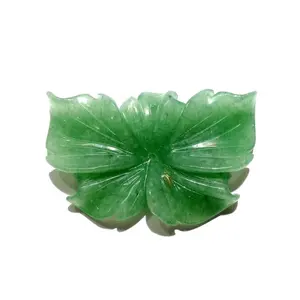 Natural big size green jade flower shape carved engraved gemstone charms pendant flower fancy carving loose gem stone diy jewels