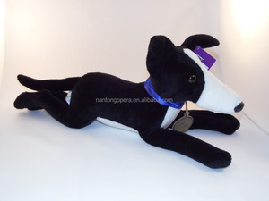 Peluche OEM ODM di Levriero <span class=keywords><strong>Bianco</strong></span>, Nero e Grigio, Morbido Giocattolo a Forma di Cane - Product Image 2
