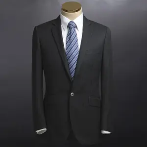 new style korean suit for men 70% wool two buttons Notch Lapel black stripes business suit