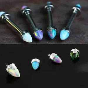 Hohe Qualität ASTM F136 Spike Opal UV Piercing Titan Nippel Ring