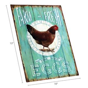 Country Home Plaque décorative en métal pour bar en étain-Farm Fresh Free Range Eggs <span class=keywords><strong>Retro</strong></span> <span class=keywords><strong>Vintage</strong></span> Painted Plaque - Product Image 2
