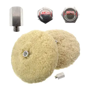 5/8"-11 Thread Adapter for Double Side Wool Pads Hook and Loop White Coral Velvet Foam Buffing Pad