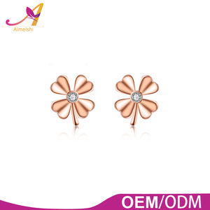de aretes de oro joyería de las mujeres 925 plata esterlina 18 K oro blanco plateado cz diamond trébol de cuatro oído stud - Product Image 1