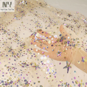 Nanyee Dệt Bán Buôn Ánh Sáng Cầu Vồng Micro Starburst Sequin Vải - Product Image 4