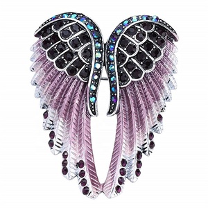 Metal Bling cristal incrustado esmalte Flying Feather Guardian Angel Wing broche joyería para regalos - Product Image 4